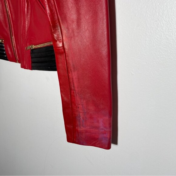 Maje Vibrant Red and Black Leather Jacket. Real prop jacket from RIVERDALE show - Picture 5 of 8